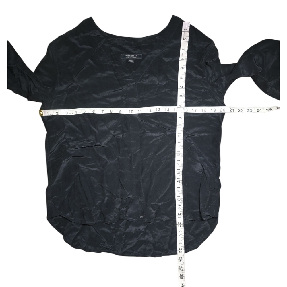 All Saints Relaxed High Low Blouse With 3/4 Sleeve - Picture 3 of 4